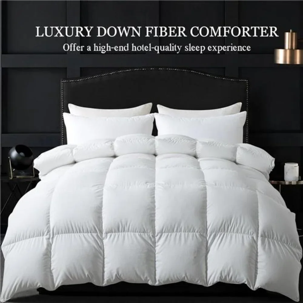 Feather Comforter Queen Size, Filled with Feather and Downfiber